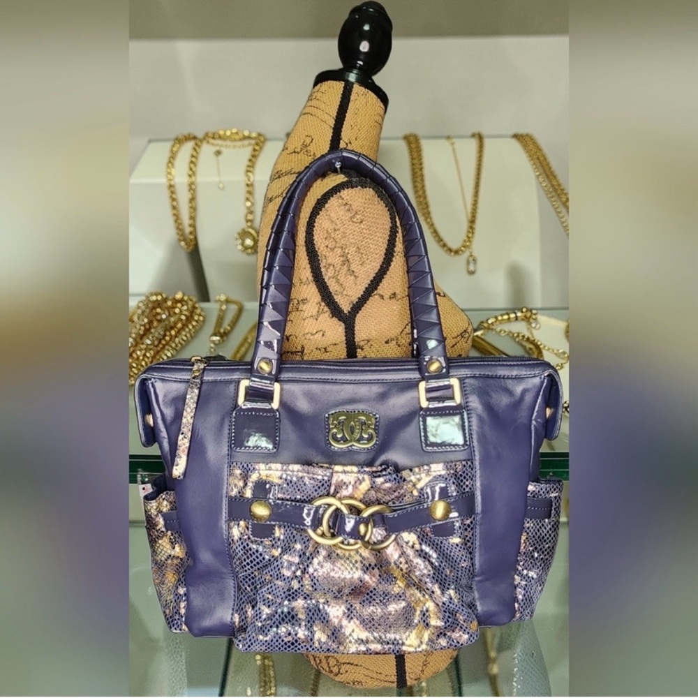 Sharif 1827 Purple Leather Original Snake-Print Shoulder Bag. No Callouts  NWOT